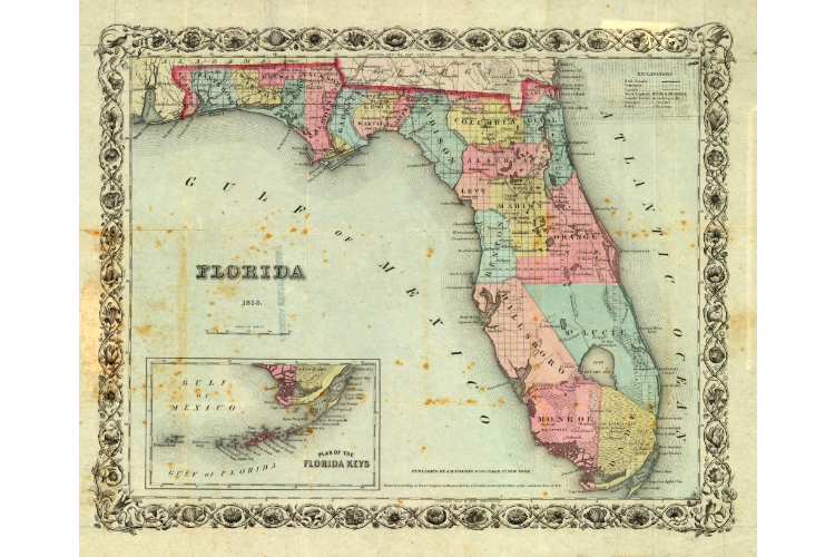 Florida map after statehood